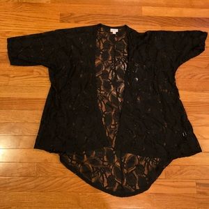 Like new small Lularoe black lace Lindsay coverup
